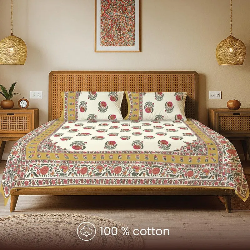 Urban Space Nayan Subtle Cotton Bedsheet (Mustard) - 240 TC media 4