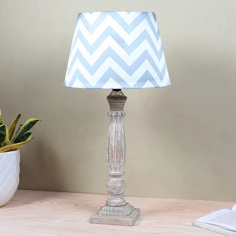 Chevron Light Sif Printed Mango Wood Table Lamp - White media 2