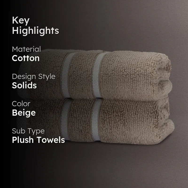 Beige Oh-so-soft Hand Towel (Set of Two) media 2