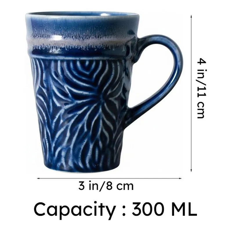 Ceramuse Ceramic Coffee Mug (300 mL Each/Deep Blue) - Set of Eight media 8