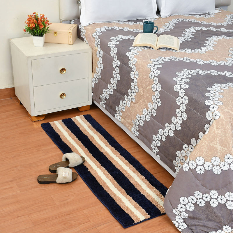 Striata Micro Fiber Runner Rug - Black & Beige