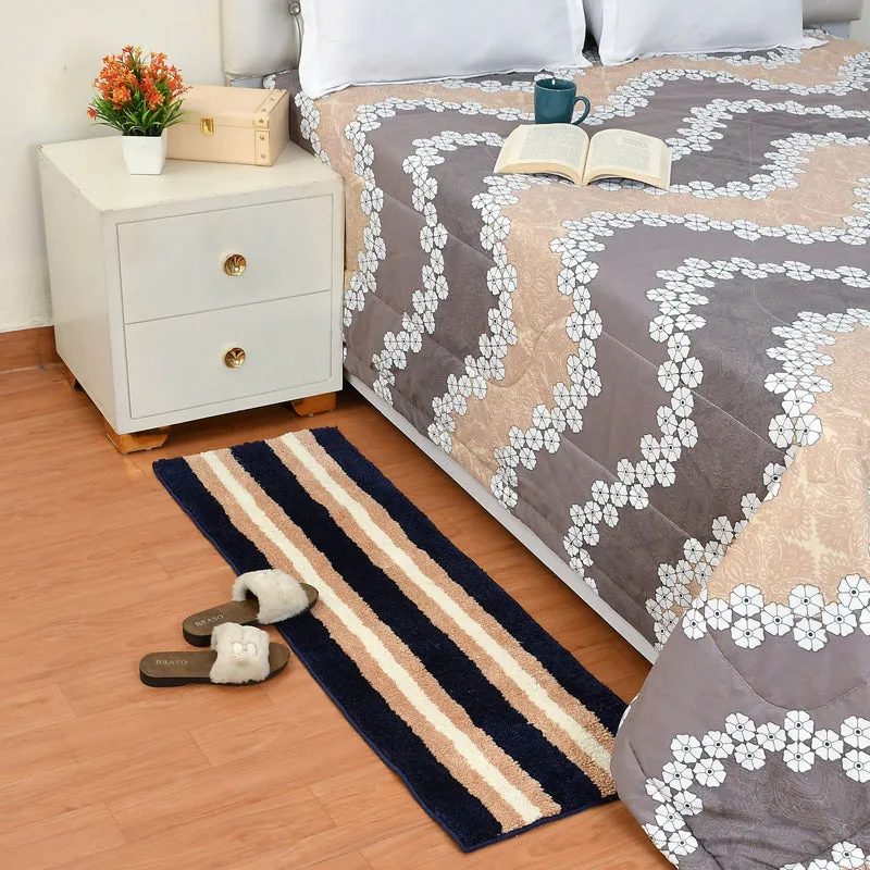 Striata Micro Fiber Runner Rug - Black & Beige media 1