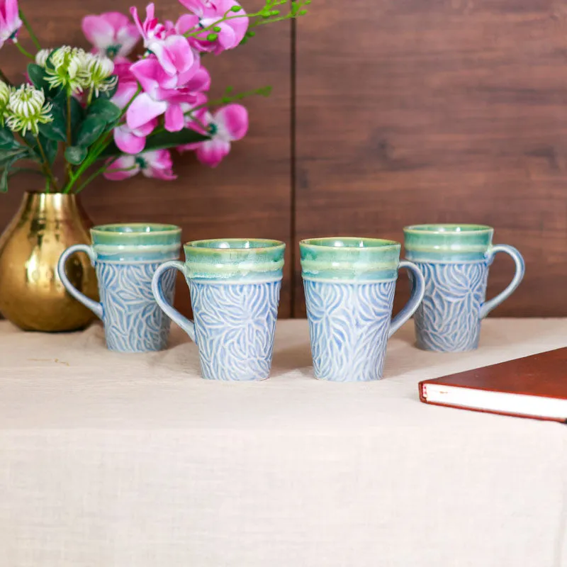 Ceramuse Ceramic Coffee Mug (300 mL Each/Light Blue) - Set of Four media 3