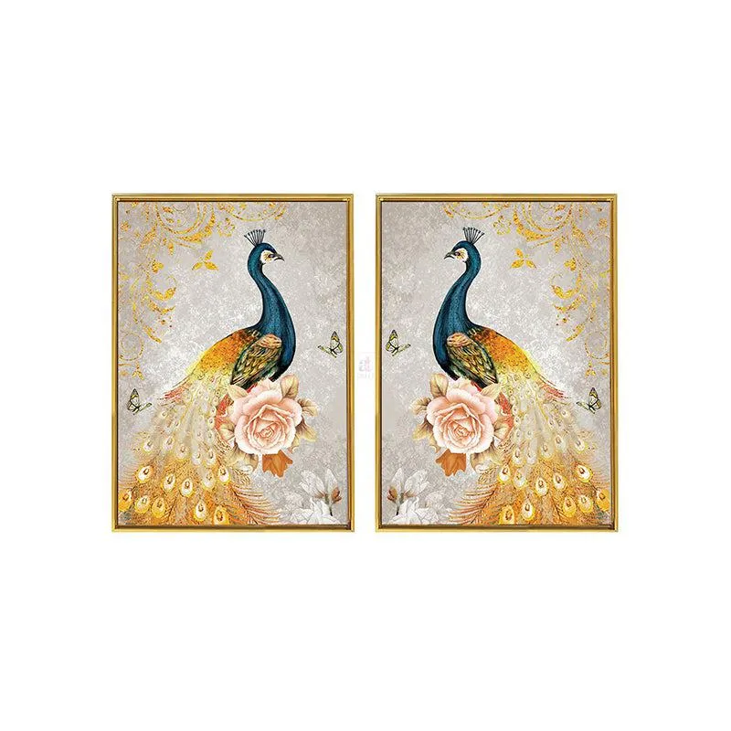 Peacock Duo Dream Wall Painting - Set Of Two media 3