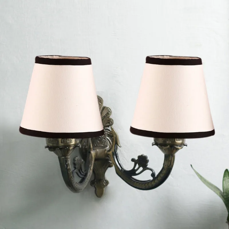 Vintage Conical Duo Fabric & Metal Wall Lamp - White & Black media 4