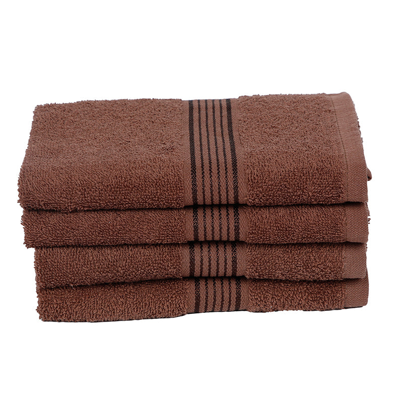 Pluma Cotton Hand & Face Towel (Brown) - Set Of Four media 3