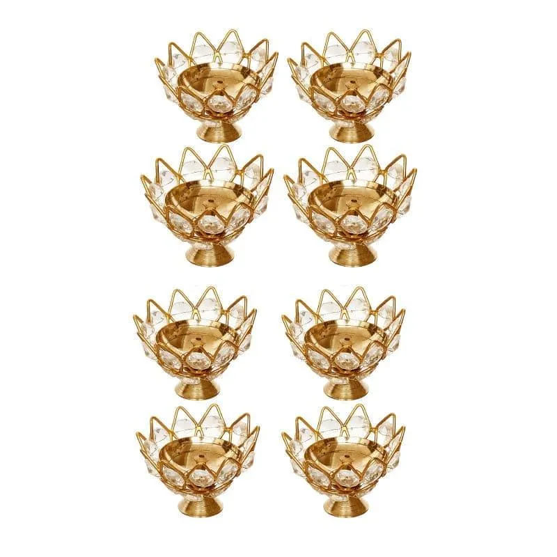 Garga Cryatal Brass Diya - Set Of Eight media 3