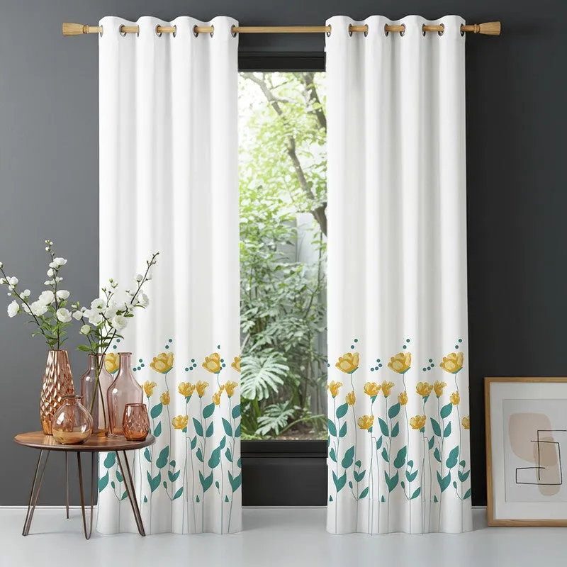 Sunny Blooms Cotton Curtain - Yellow media 2