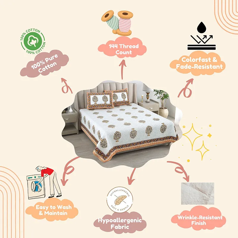 Anargha Cotton Bedsheet (Brown, Grey) - 180 TC media 5