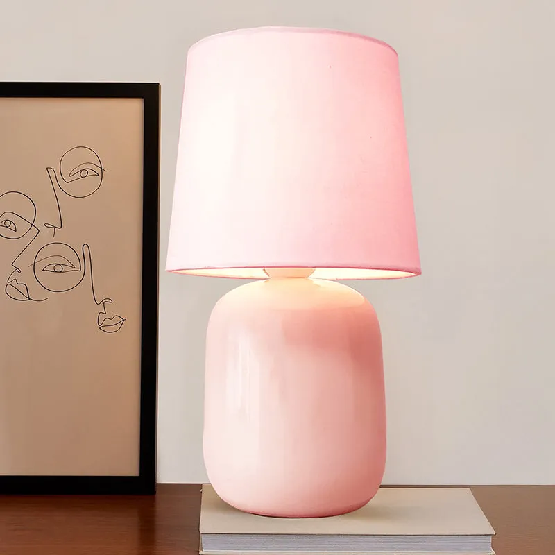 Ibex Ceramic Fabric Table Lamp - Pink media 1