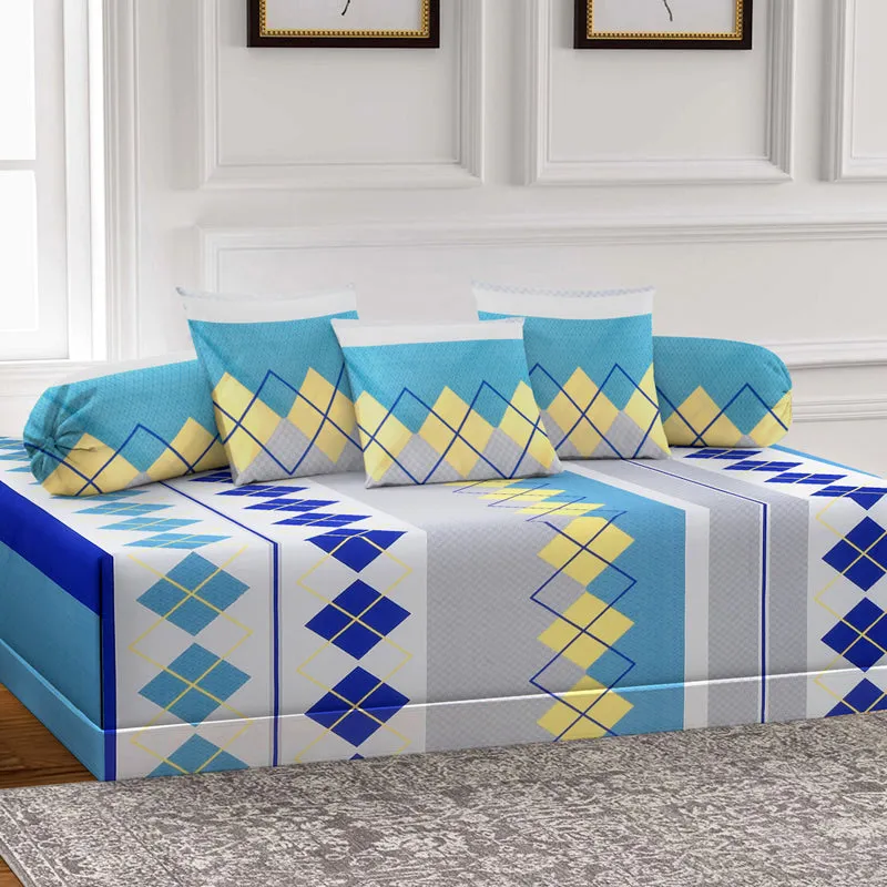Azure Argyles Diwan Set - Six Piece Set media 1