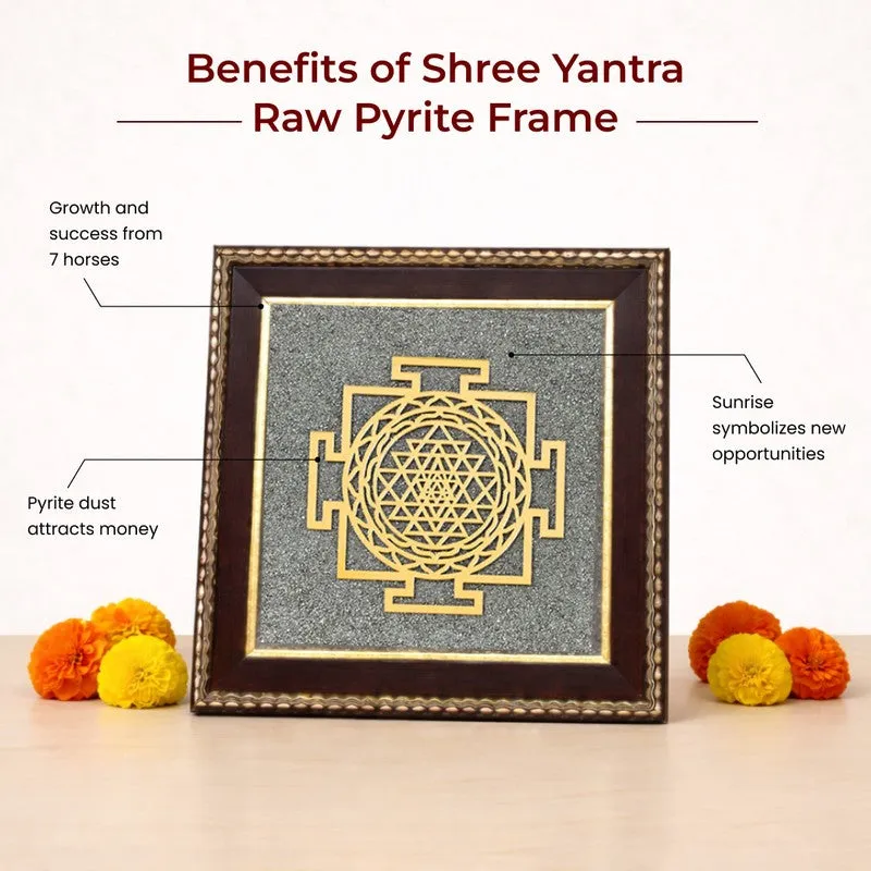 Sri Yantra Divine Pyrite & Wood Wall Art media 6
