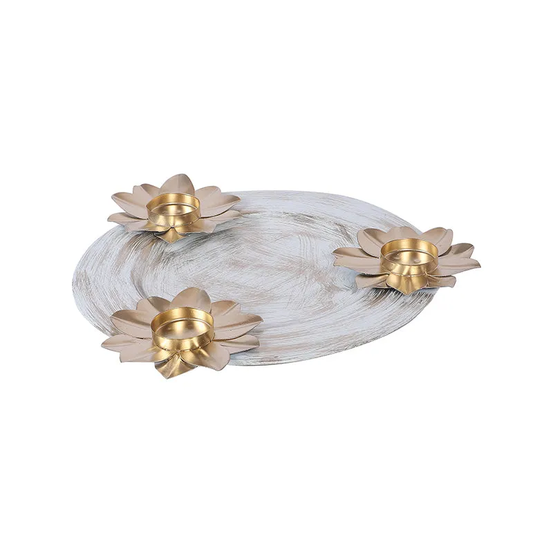 Áine Tealight Candle Holder With Platter (White) - Four Piece Set media 3