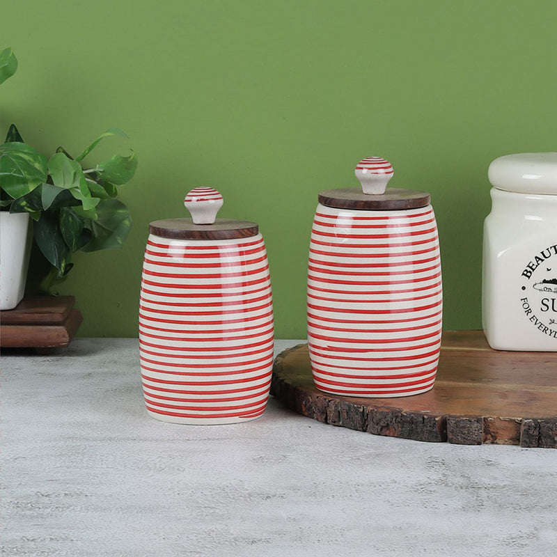 Tiare Curve Ceramic Jar (350 mL Each) - Set Of Two