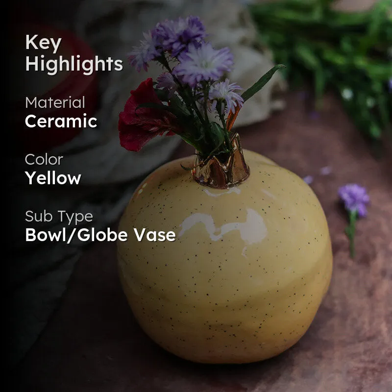 Pomegranate Ceramic Vase - Yellow media 2