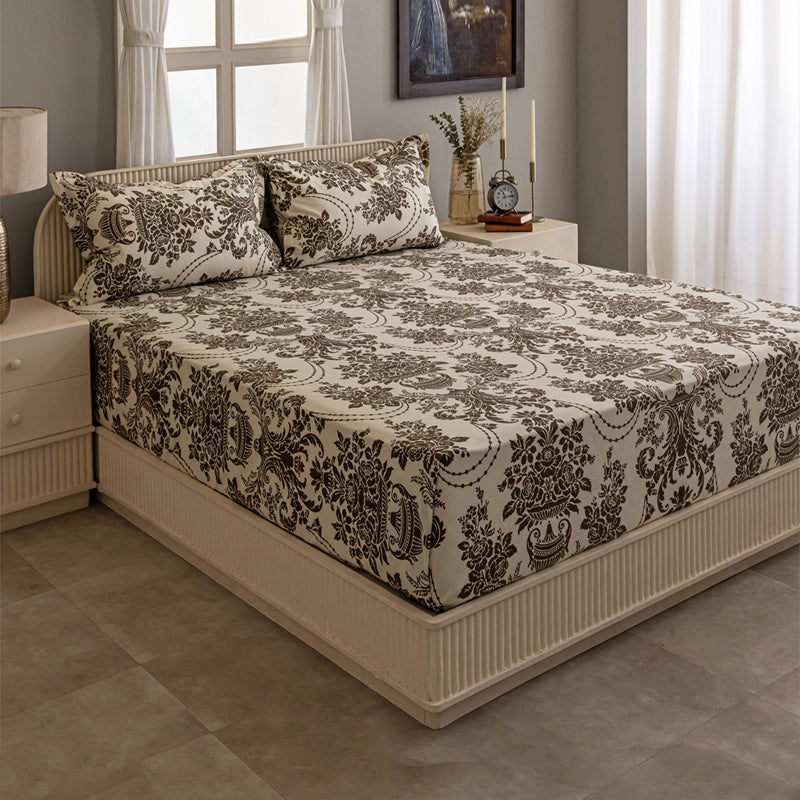 Swayam Regal Dreamscape Cotton Bedsheet (Brown) - 144 TC media 3