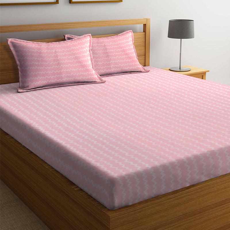 Lora Stripes PolyCotton Bedsheet (Pink) - 150 GSM media 3