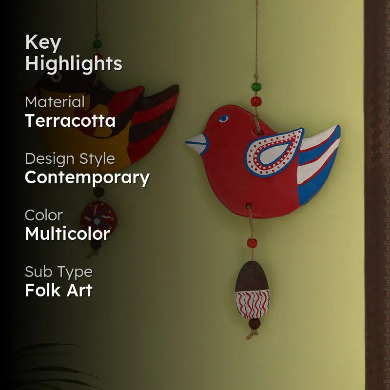 Chidiya Whisper Handmade Terracotta Wall Hanging - Set Of Two media 2