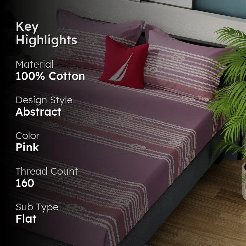 Nautica Snug Nest Cotton Bedsheet (Pink) - 160 TC media 2