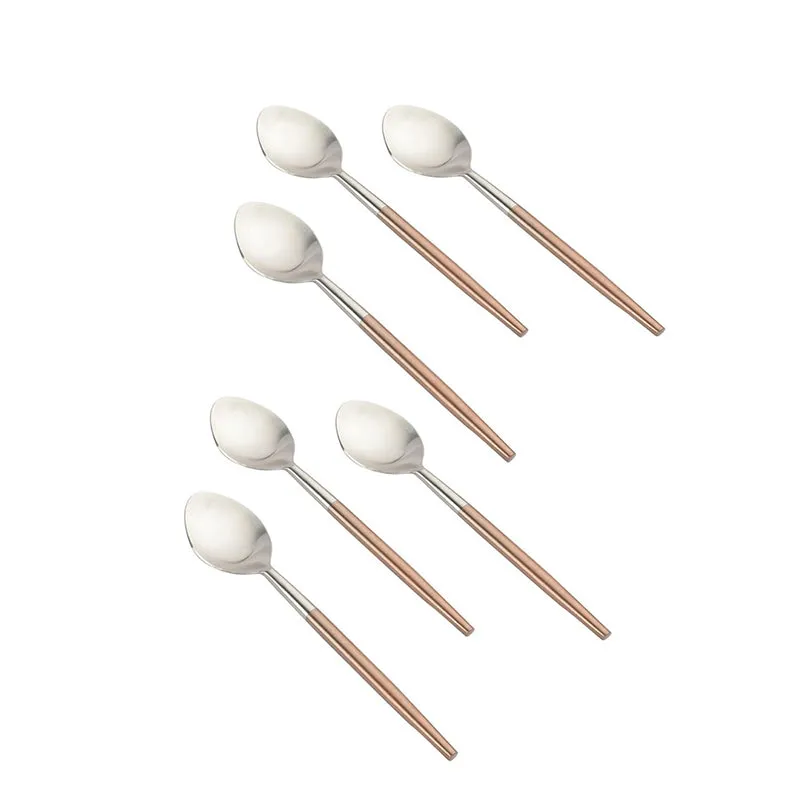 Stirling Stainless Steel Spoon Set (Silver & Brown) - Set Of Six media 3