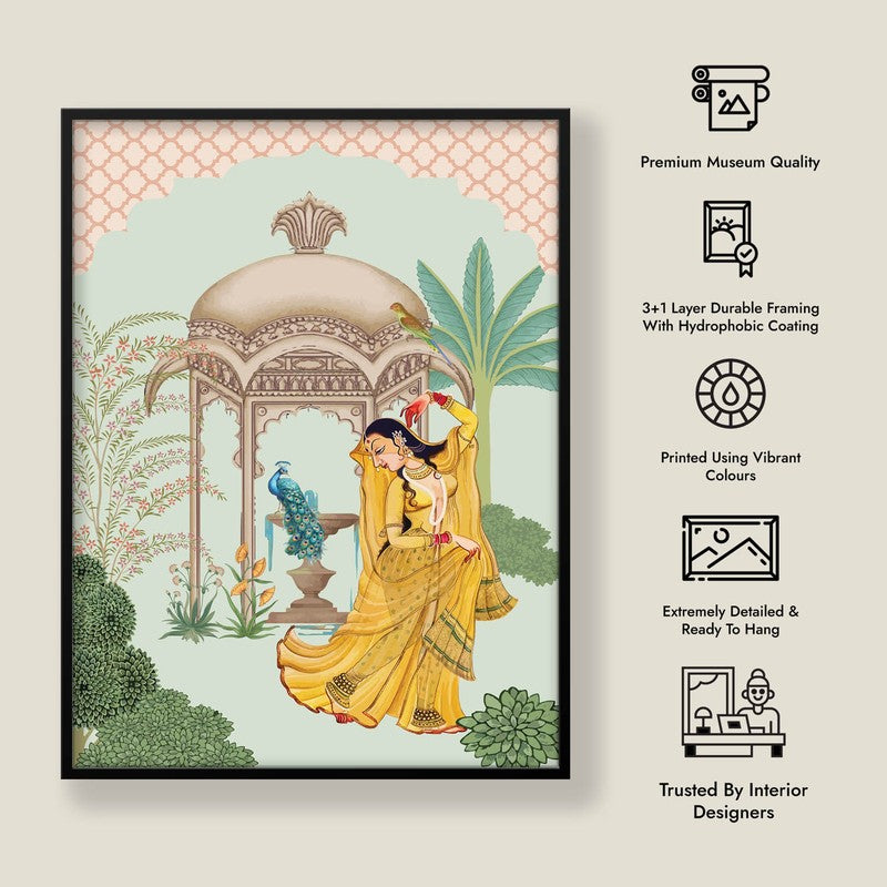 Bahar-e-Tanz Framed Mughal Canvas Wall Painting media 9