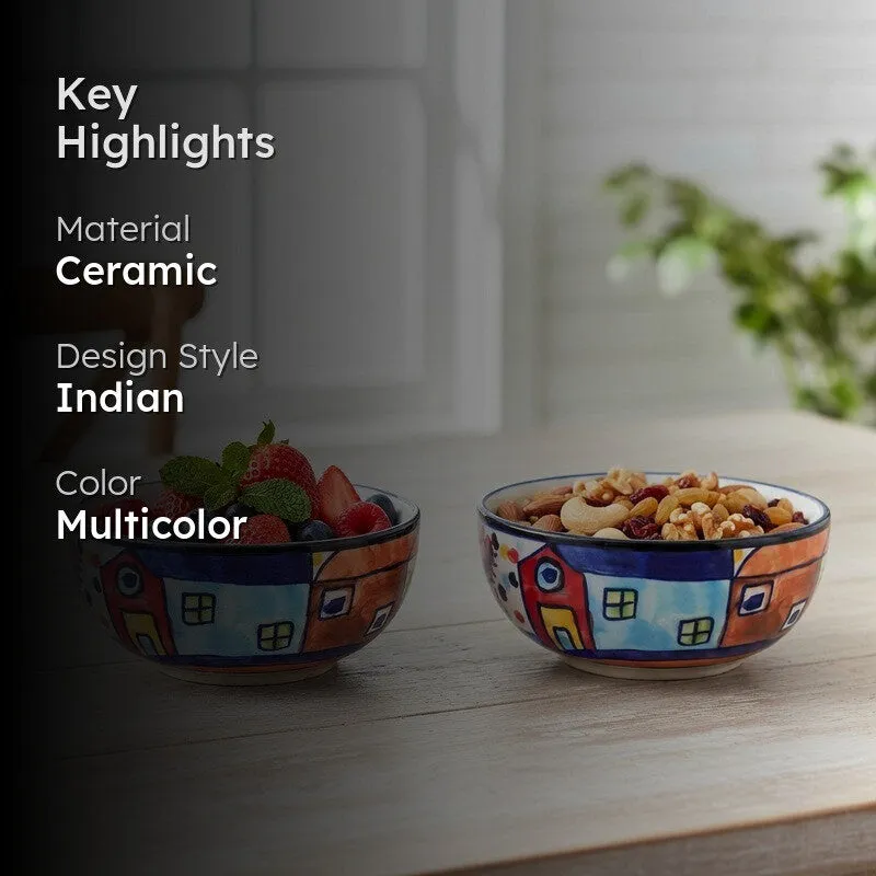Katoriq Ceramic Snack Bowls (Multicolor, 180 mL Each) - Set Of Two media 2