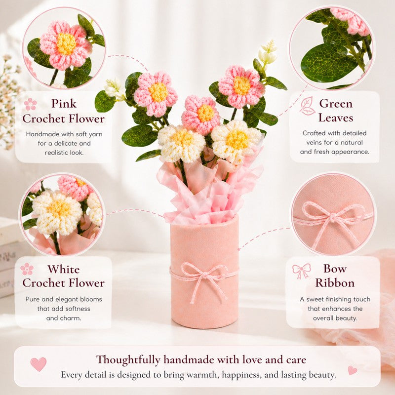 PrimeCraft Crochet Artificial Flower - Pink media 4