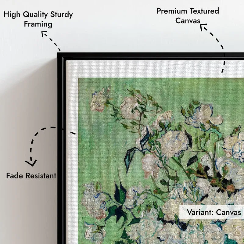 Roses Vincent Van Gogh Archival Canvas Wall Painting - Black Frame media 7