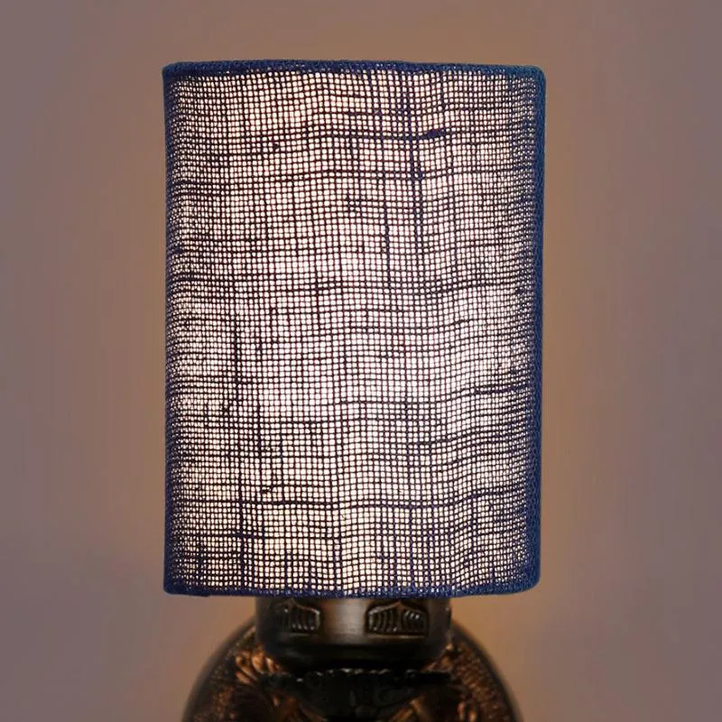Amro Retro Cylindrical Fabric & Metal Wall Lamp - Blue media 4