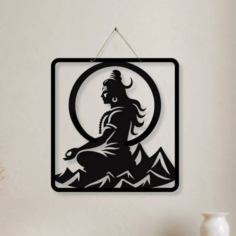 Meditating Shiva Silhouette Iron Wall Accent media 3