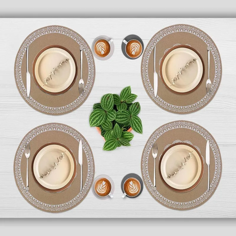 Mandala Beige Round PVC Table Mats - Set Of Four media 3