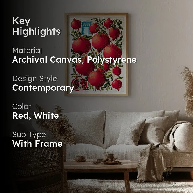 Pomegranate Canvas Wall Painting - Brown Frame media 2