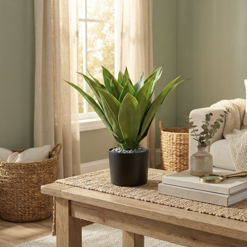 Aurelo Artificial Agave Plant With Black Plastic Pot - 1.5 ft media 2