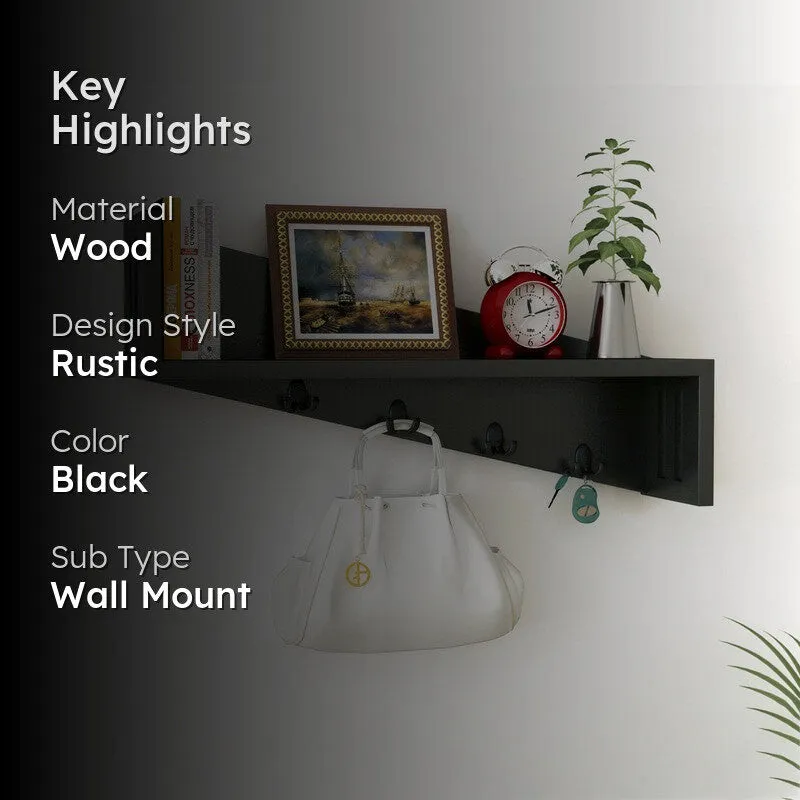 Minimalist Wooden Wall Key Holder - Black media 2