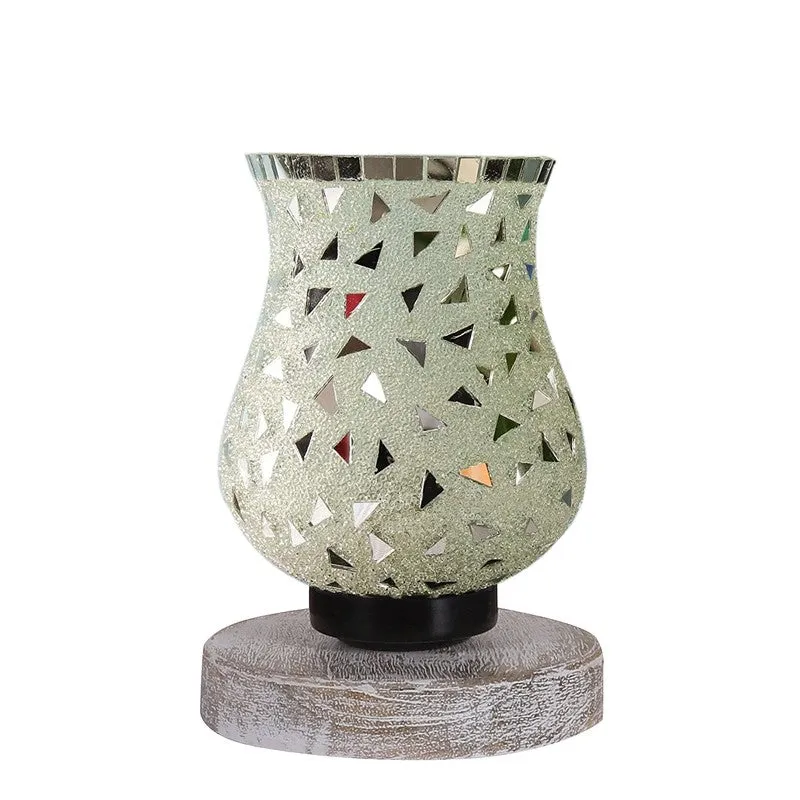 Bright Mosaic Glass Table Lamp With Wooden Base - Multicolor media 5