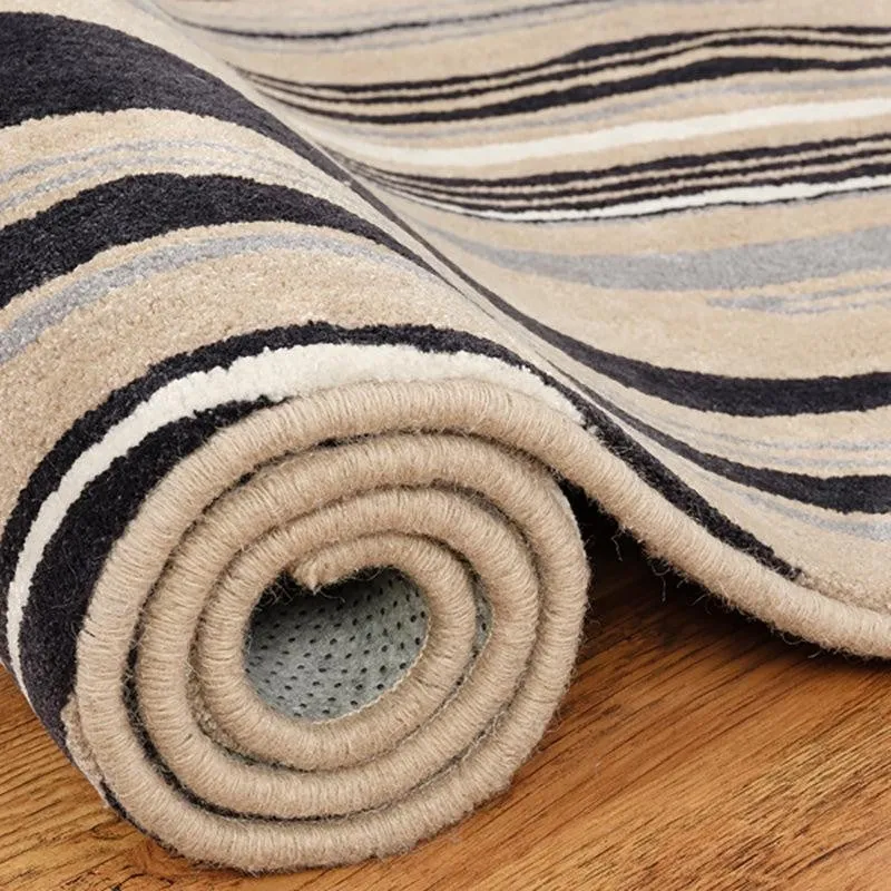 Bastet Hand Tufted Abstract Wool & Nylon Carpet - Black media 6