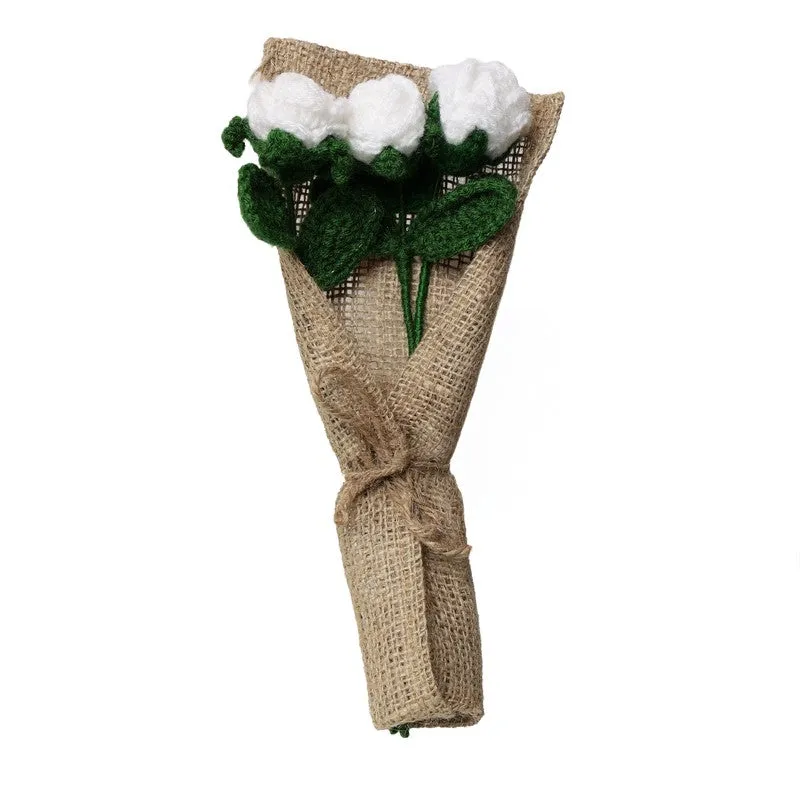 Crochet Handmade Tulip Bouquet (White) - Set Of Three media 3