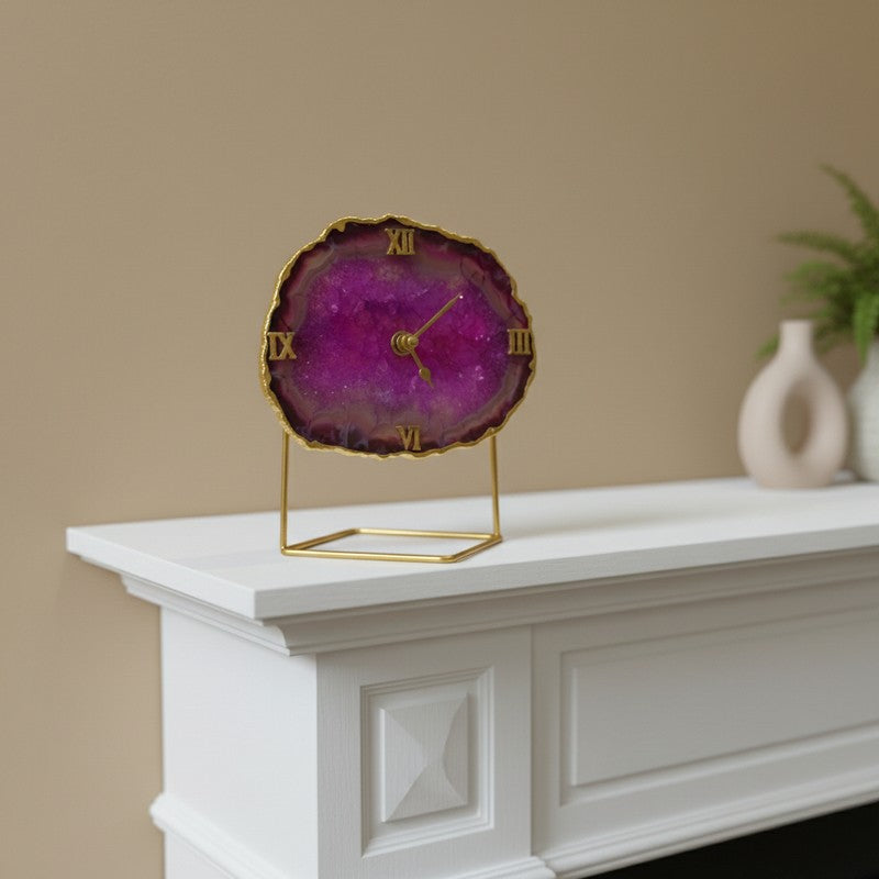 Crystal Keeper Agate Table Clock - Pink media 6