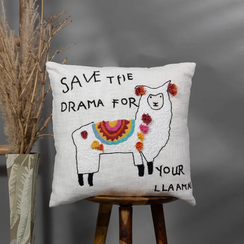 Drama Llama Embroidered Cushion Cover media 1