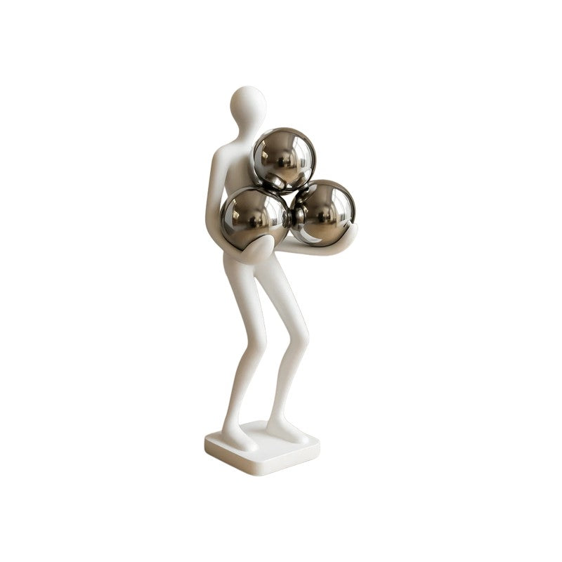 Modern Balance Trio Sphere Figurine Showpiece - White media 3