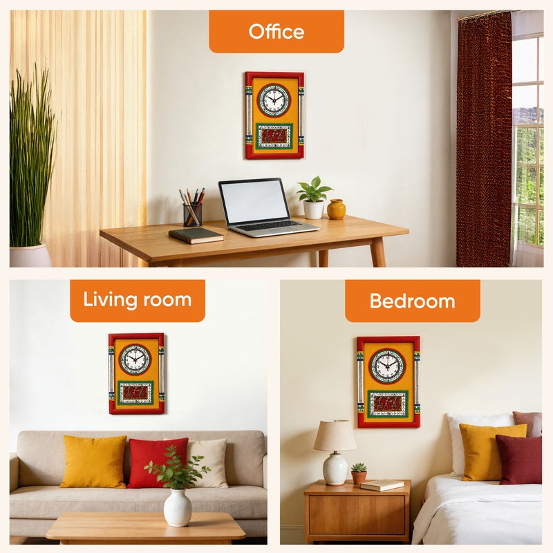 Sanjoya Warli Wall Clock - Yellow media 6