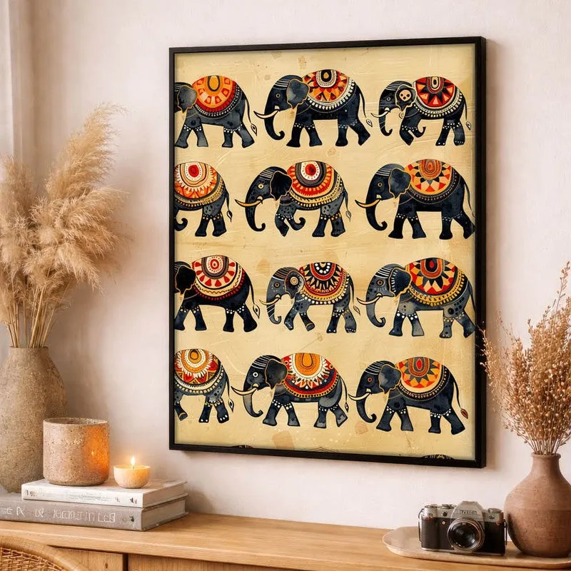 Hathira Canvas Wall Painting With Black Frame media 9