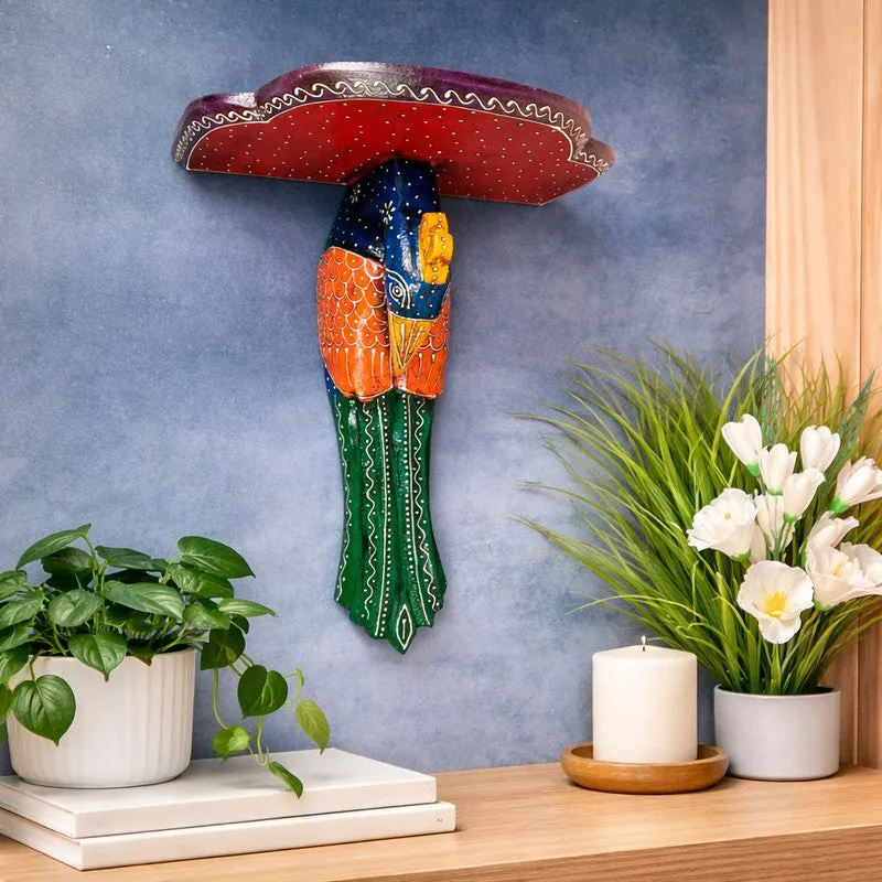 Heritage Wooden Peacock Accent Wall Shelves media 1