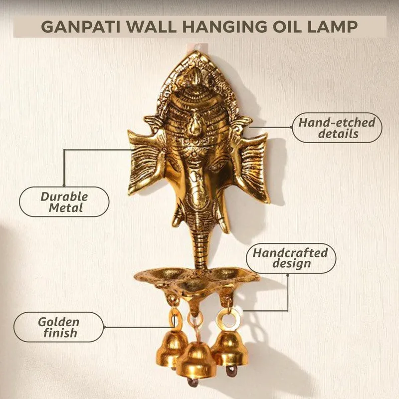 Ethereal Ganesh Idol Brass Bell Glow Diyas media 6
