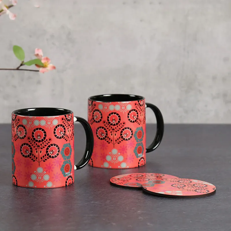 India Circus Arkady Ceramic Mug With Coaster (325 mL Each) - Four Piece Set media 1