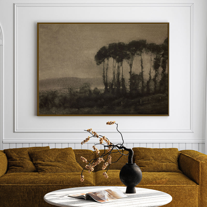 Shades Of Trees Wood Wall Art With Frame - Black
