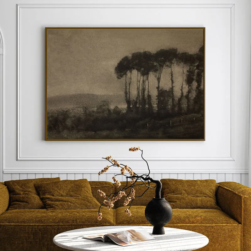 Shades Of Trees Wood Wall Art With Frame - Black media 1