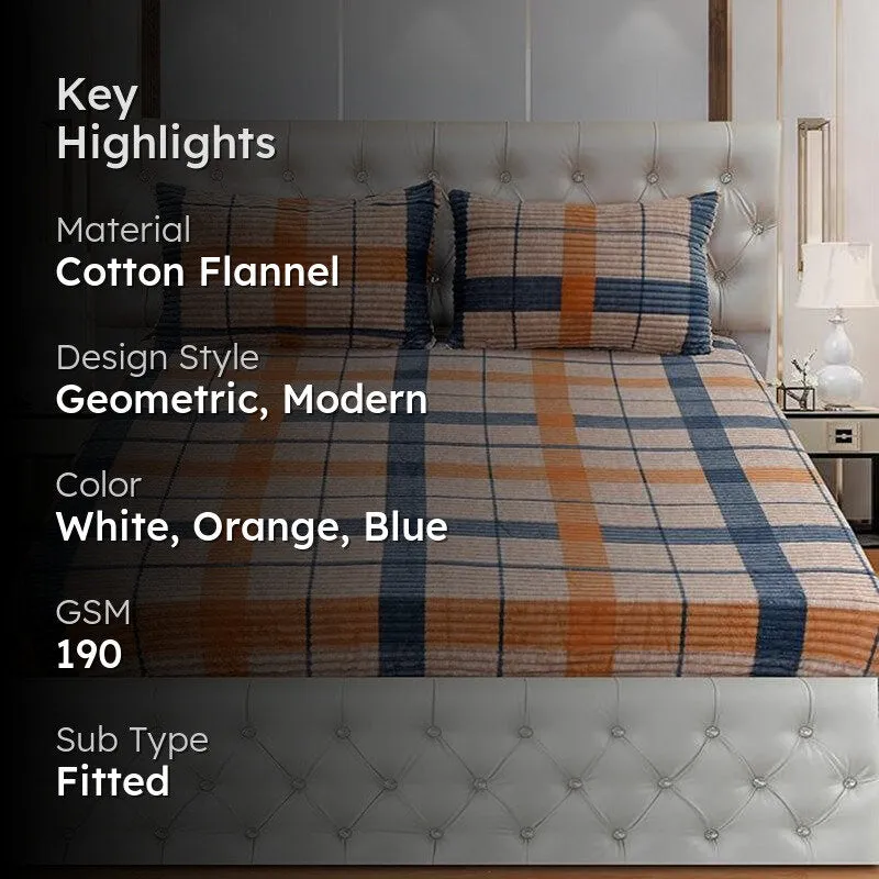 Mordino Checkered Cotton Flannel Bedsheet - 190 GSM media 2
