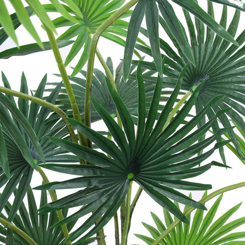 Artificial Realistic Fan Palm With Black Plastic Pot - 3.9 Feet media 6