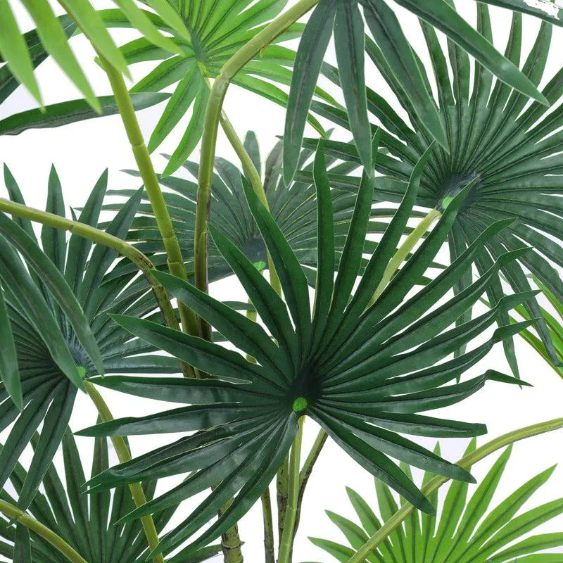 Artificial Realistic Fan Palm With Black Plastic Pot - 3.9 Feet media 6